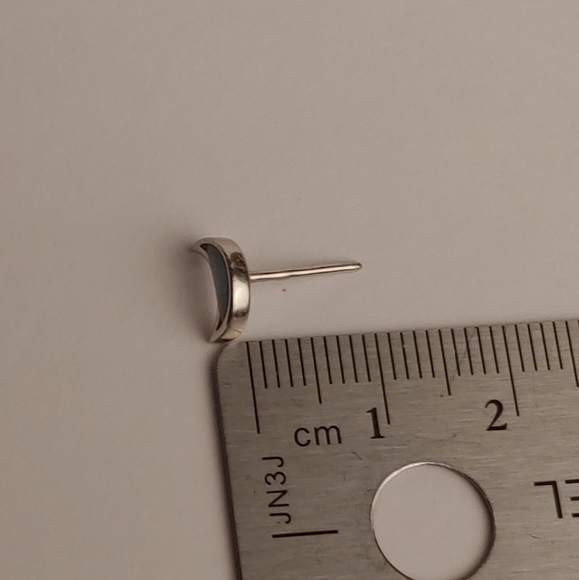 925 Sterling Silver Genuine Larimar Moon Earrings - Picture 4 of 6